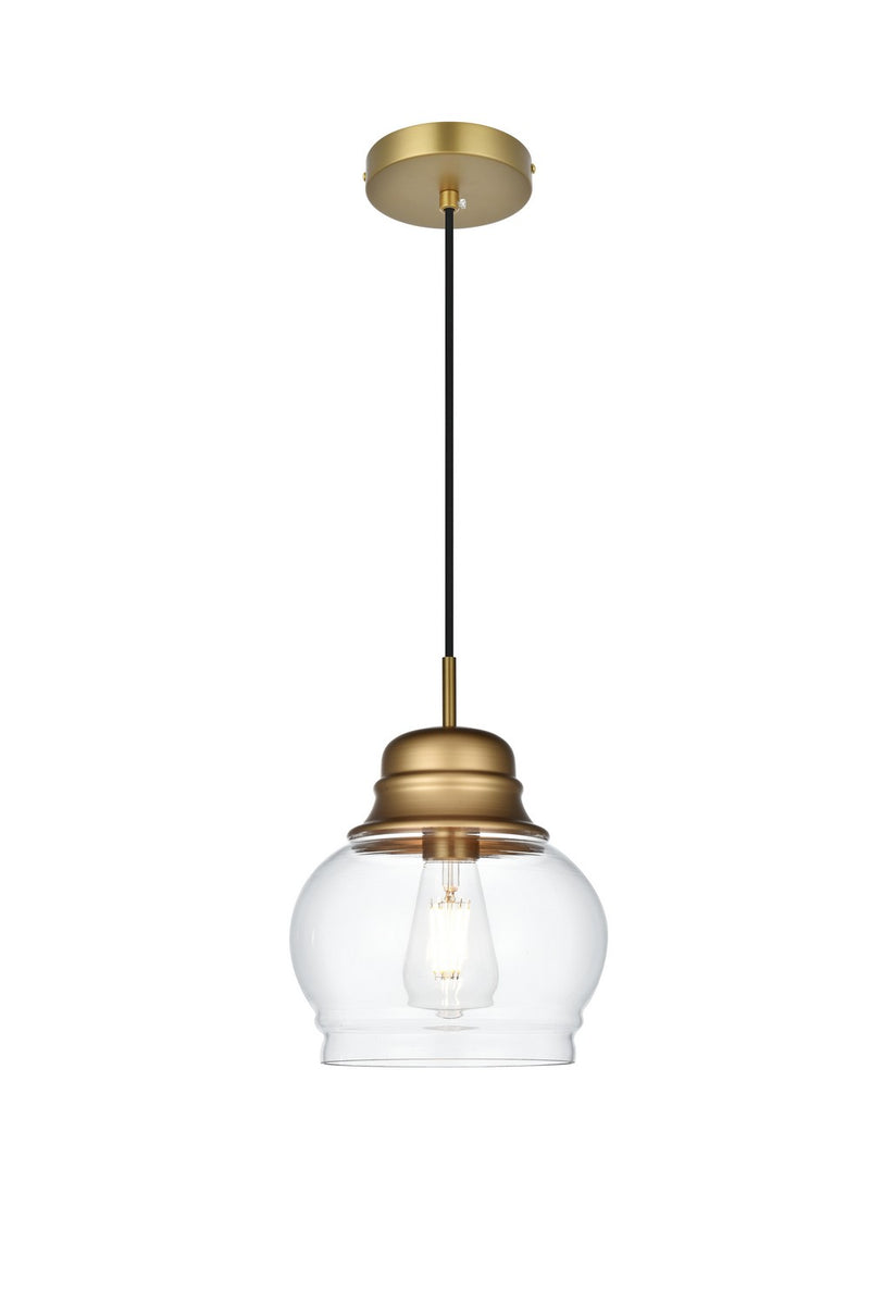 Elegant Lighting - LD2252SG - One Light Pendant - Kenna - Satin Gold and Clear