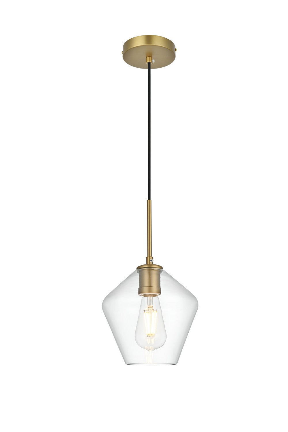 Elegant Lighting - LD2256SG - One Light Pendant - Gene - Satin Gold and Clear