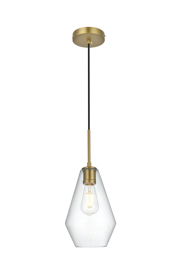 Elegant Lighting - LD2260SG - One Light Pendant - Gene - Satin Gold and Clear