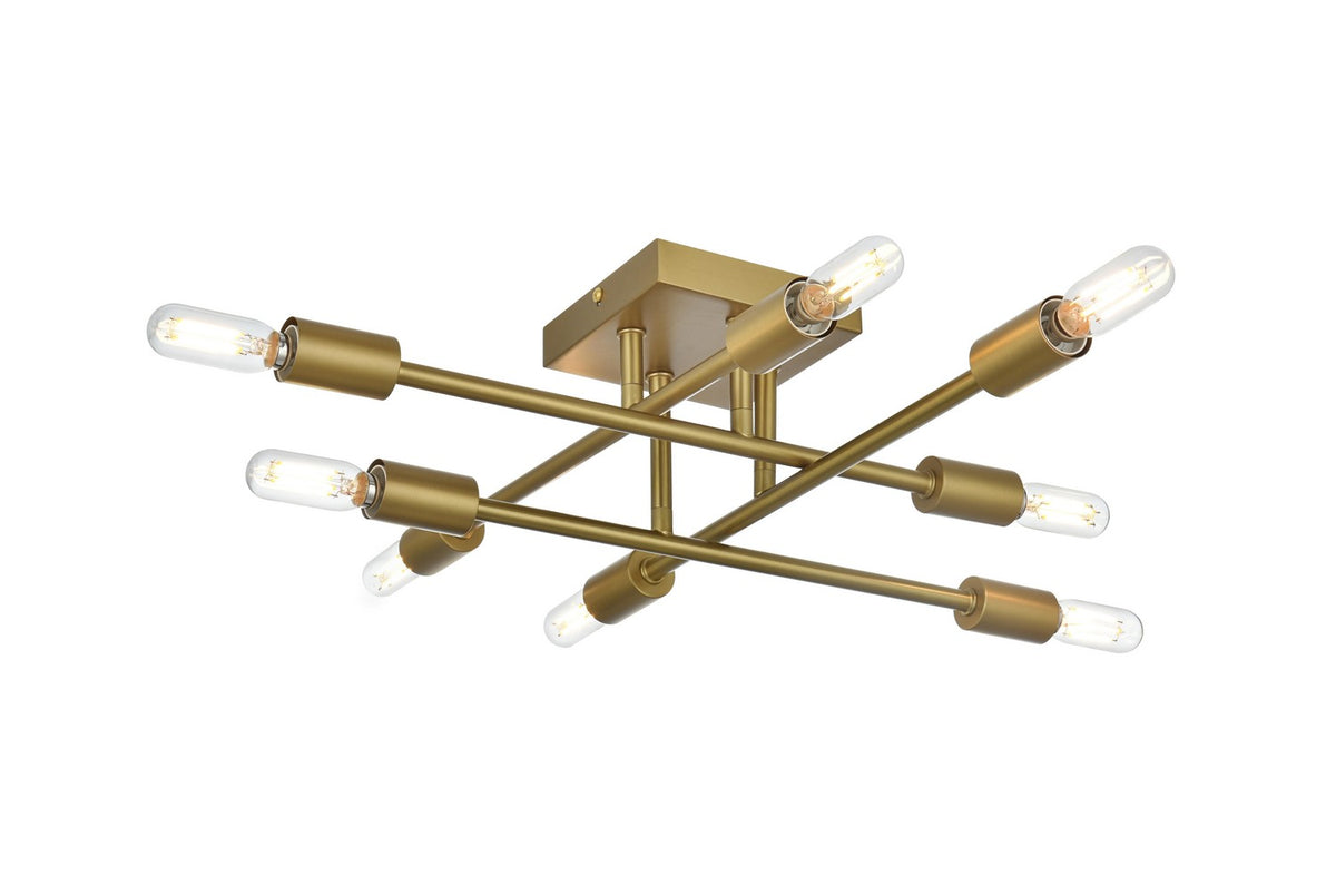 Elegant Lighting - LD2351SG - Eight Light Flush Mount - Script - Satin Gold