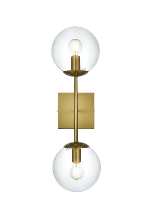 Elegant Lighting - LD2357SG - Two Light Wall Sconce - Neri - Satin Gold and Clear