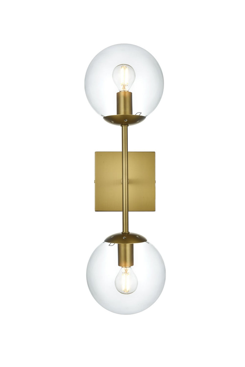 Elegant Lighting - LD2357SG - Two Light Wall Sconce - Neri - Satin Gold and Clear