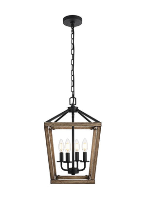 Elegant Lighting - LD511H20BW - Four Light Pendant - Gage - Brown and Black
