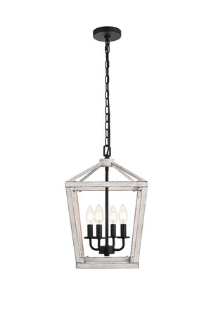 Elegant Lighting - LD511H20WG - Four Light Pendant - Gage - Weathered White and Black