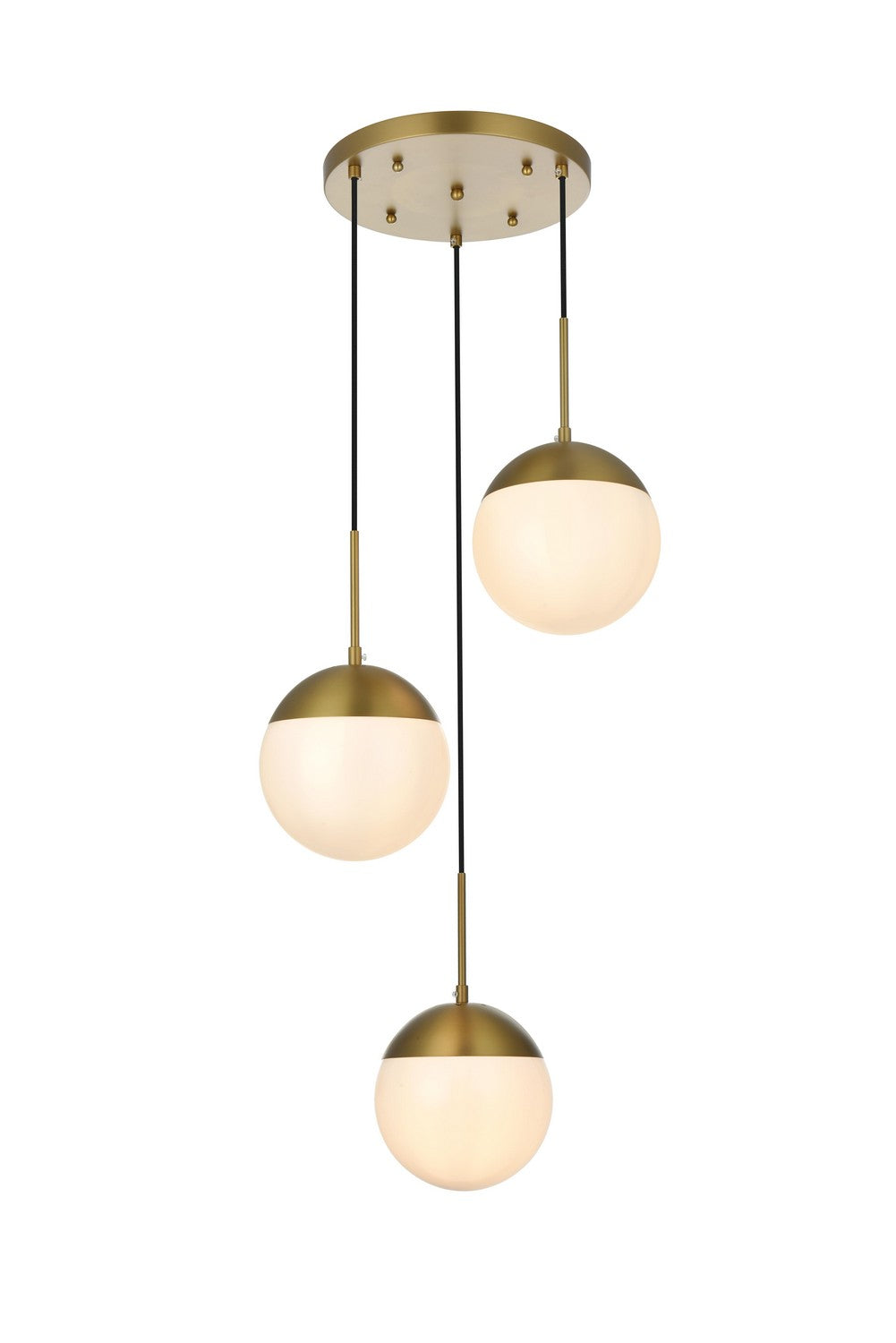 Elegant Lighting - LD6068SG - Three Light Pendant - Eclipse - Satin Gold and Frosted white