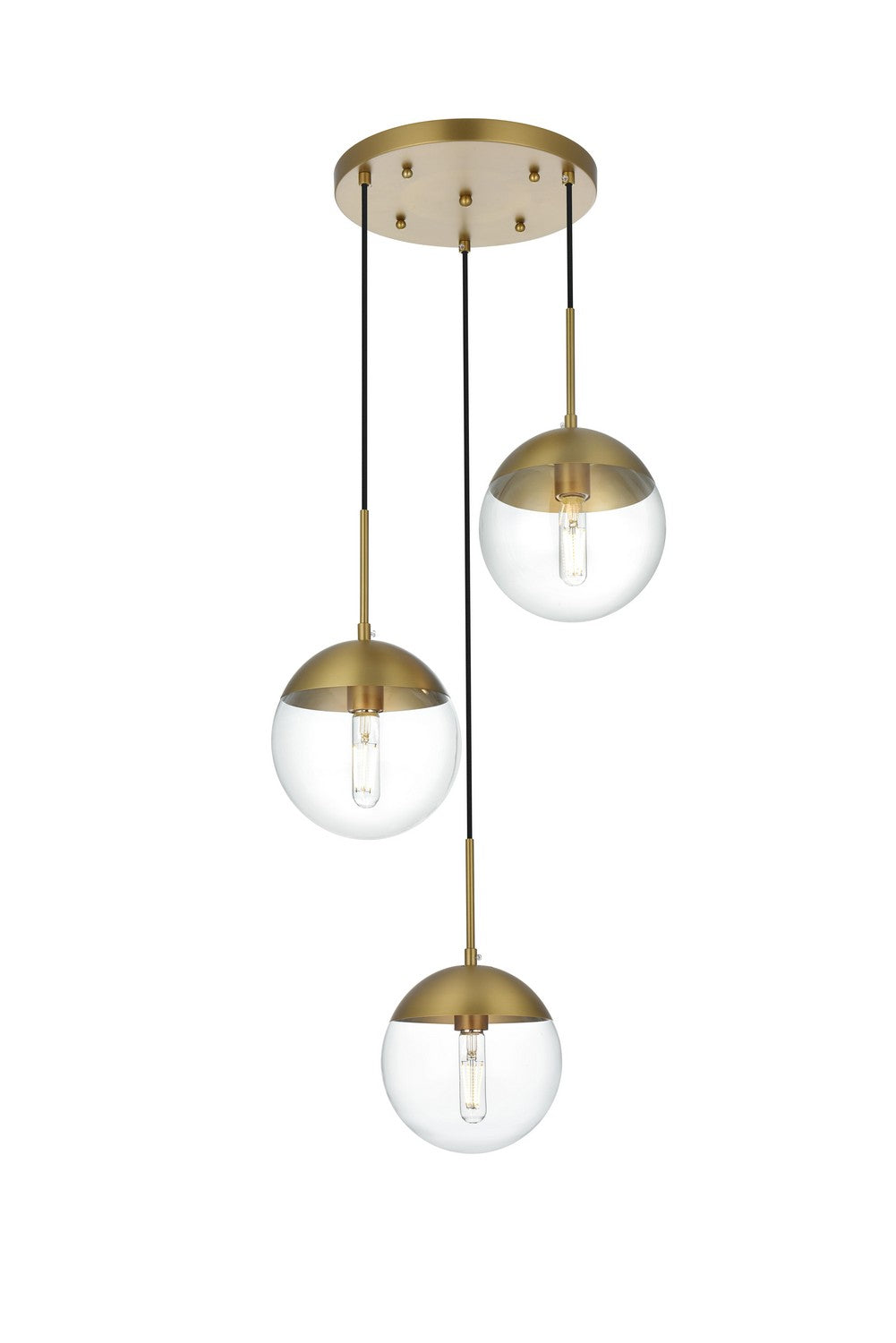 Elegant Lighting - LD6069SG - Three Light Pendant - Eclipse - Satin Gold and Clear