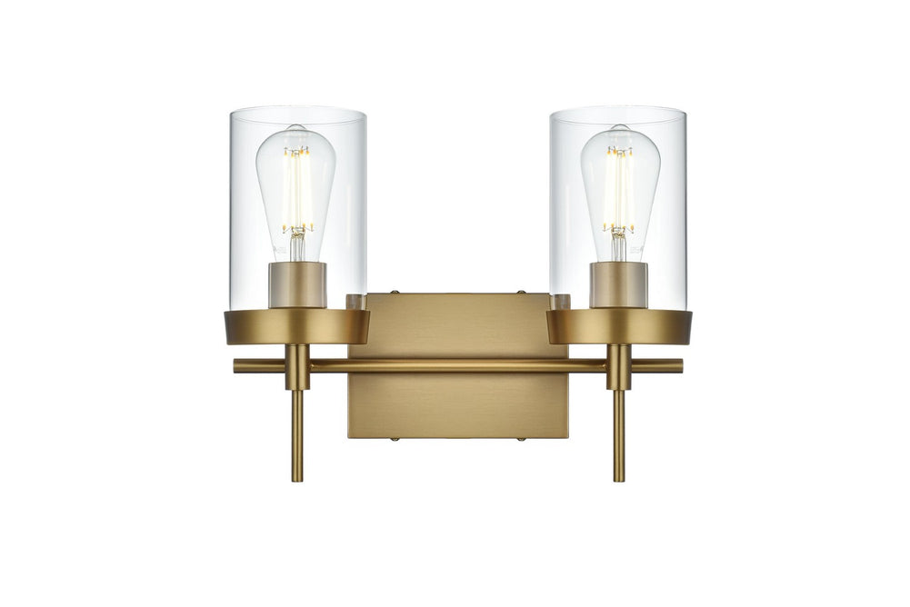 Elegant Lighting - LD7319W14SG - Two Light Wall Sconce - Taryin - Satin Gold and Clear