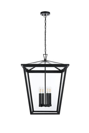Elegant Lighting - OD334H27BK - Four Light Outdoor Pendant - Oxford - Black