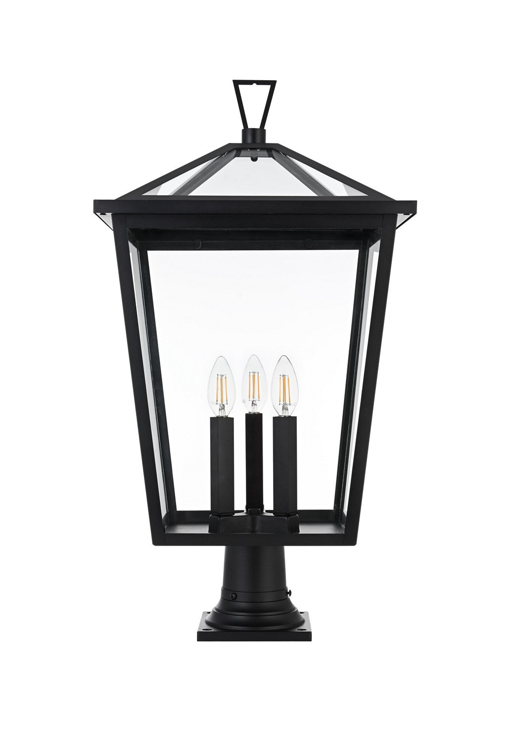 Elegant Lighting - OD334P28BK - Three Light Outdoor Post Mount - Oxford - Black