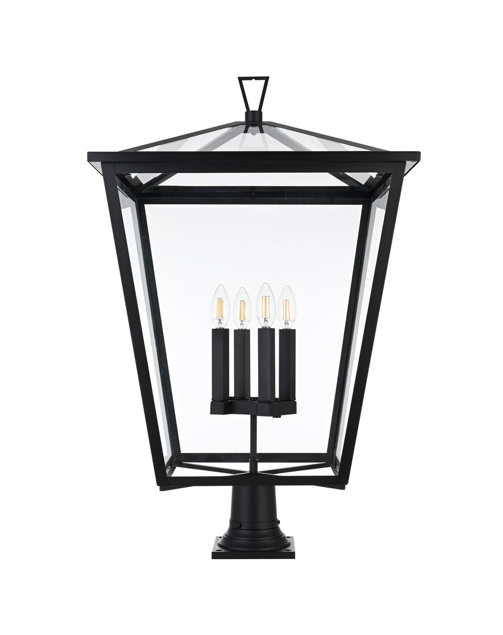 Elegant Lighting - OD334P33BK - Four Light Outdoor Post Mount - Oxford - Black