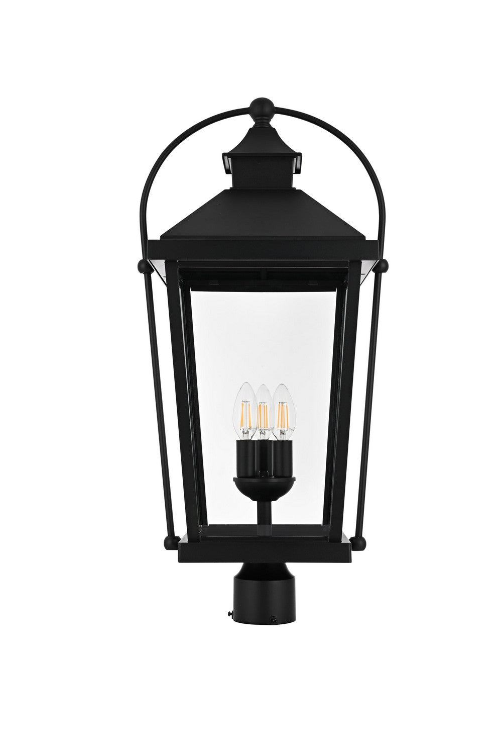 Elegant Lighting - OD605P27BK - Three Light Outdoor Post Mount - Luz - Black and Clear