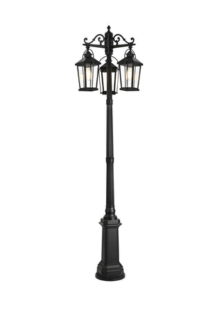 Elegant Lighting - OD605P84BK - Three Light Outdoor Post Mount - Luz - Black and Clear