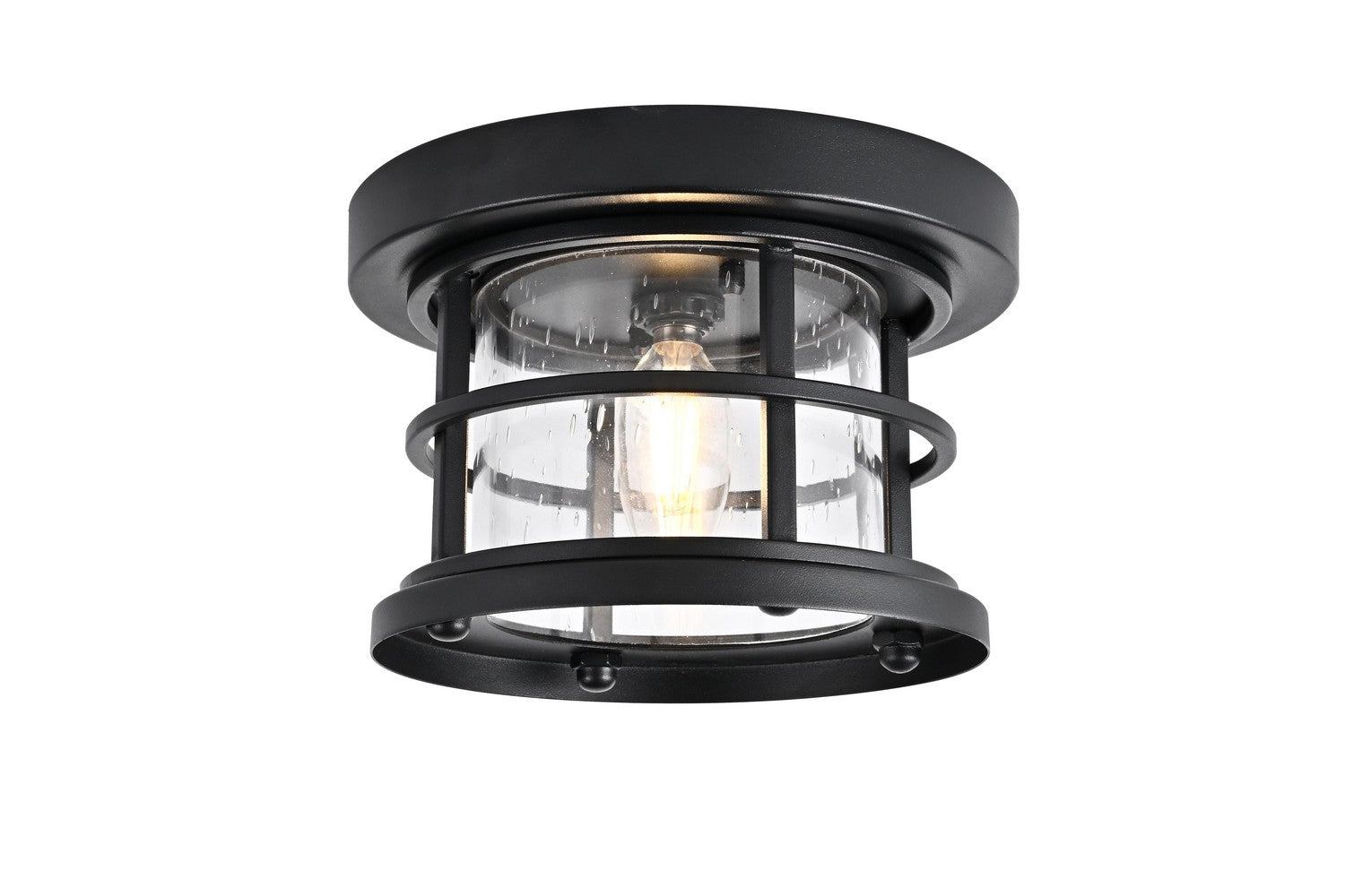 Elegant Lighting - OD614F8BK - One Light Outdoor Flush Mount - Carla - Black and Clear