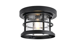 Elegant Lighting - OD614F8BK - One Light Outdoor Flush Mount - Carla - Black and Clear