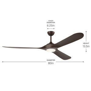 Kichler - 310680SNB - 80"Ceiling Fan - Mylo - Satin Natural Bronze