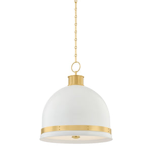 Hudson Valley - 2133-AGB/SWH - Three Light Pendant - Briscoe - Aged Brass