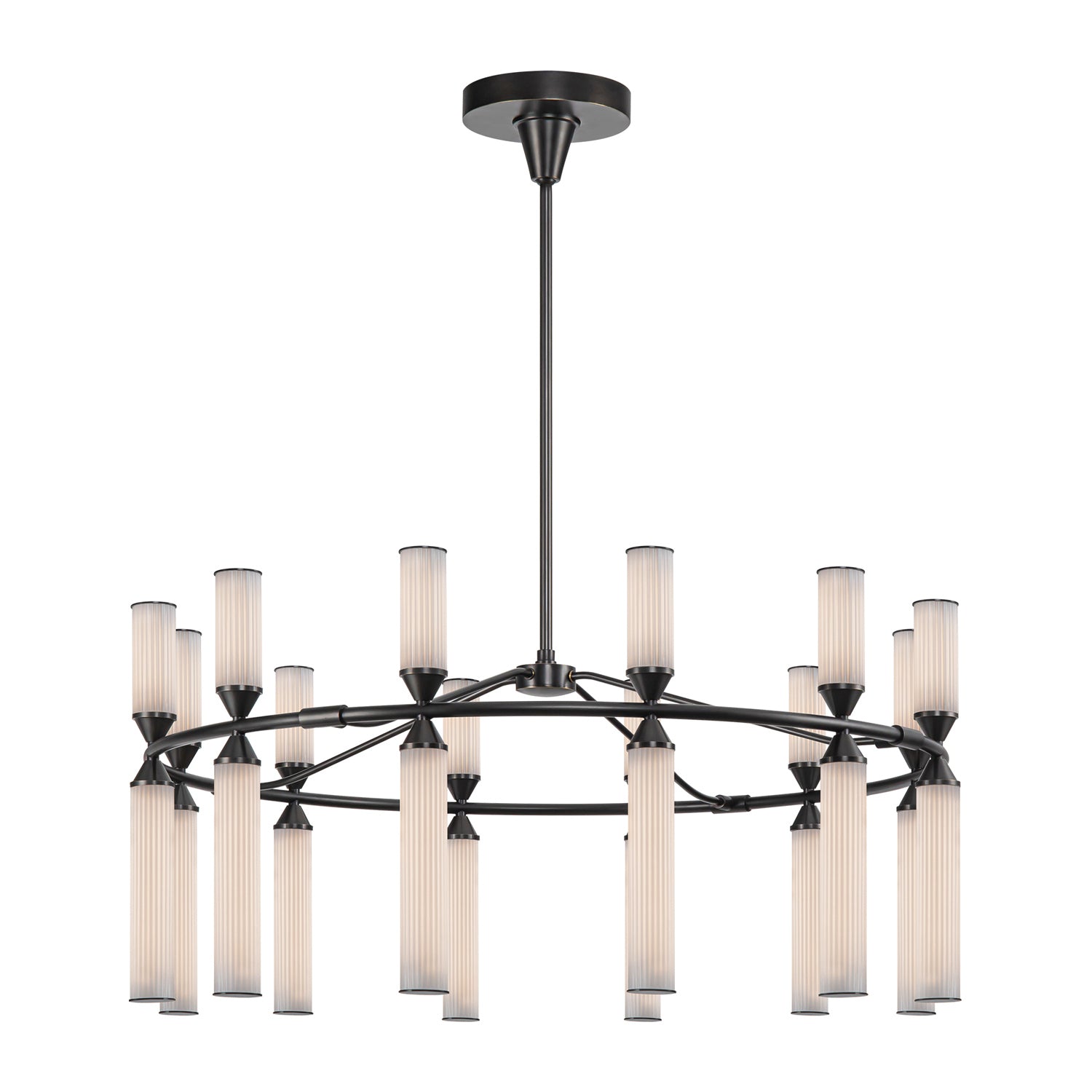 Alora - CH348038UBFR-UNV - LED Chandelier - Edwin - Urban Bronze/Frosted Ribbed Glass