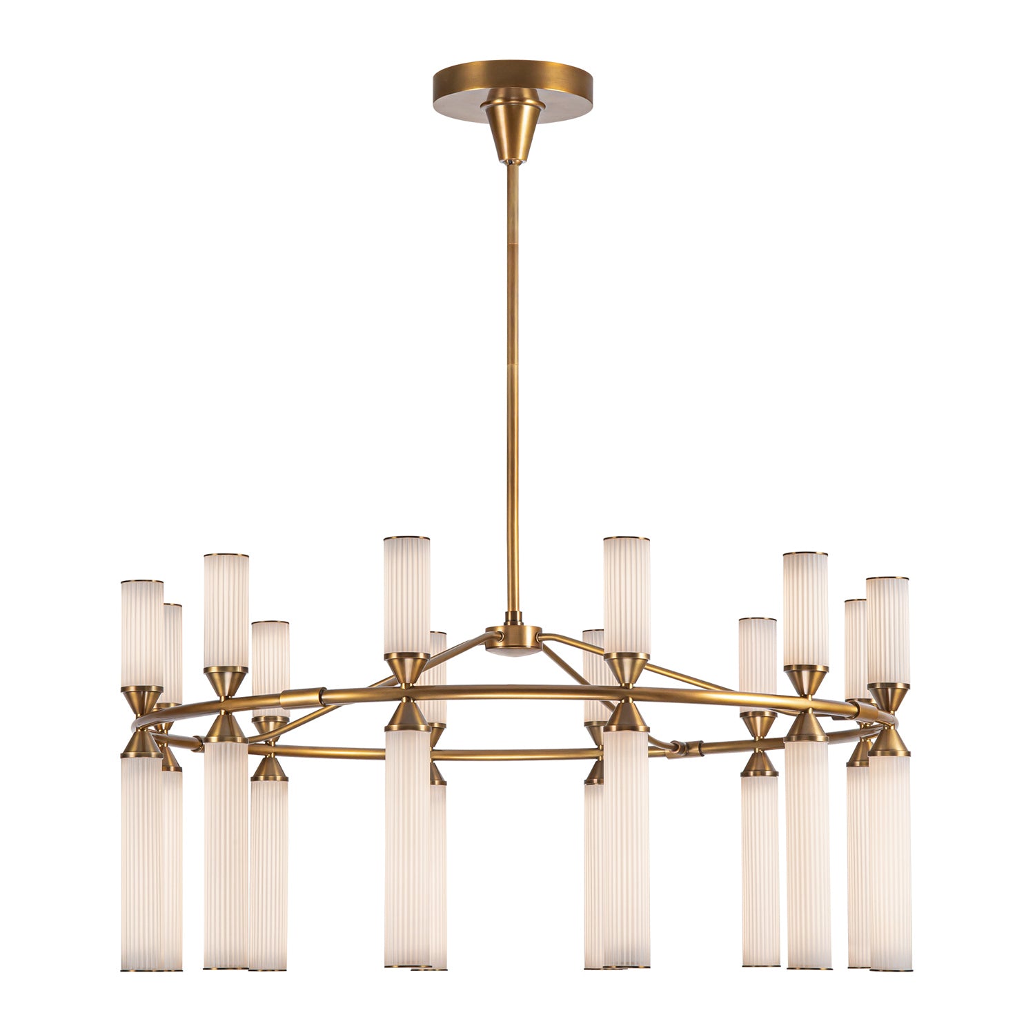 Alora - CH348038VBFR-UNV - LED Chandelier - Edwin - Vintage Brass/Frosted Ribbed Glass