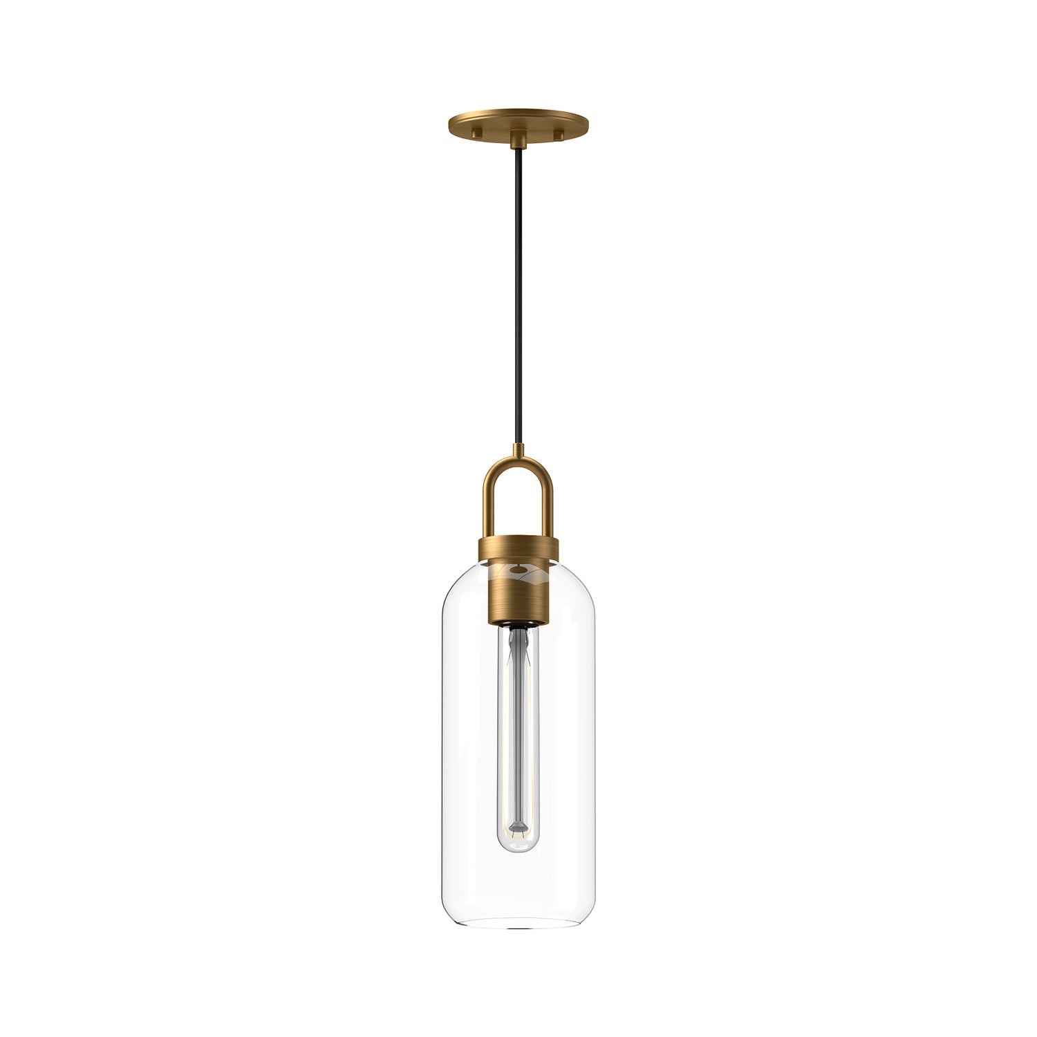 Alora - PD401505AGCL - One Light Pendant - Soji - Aged Gold/Clear Glass