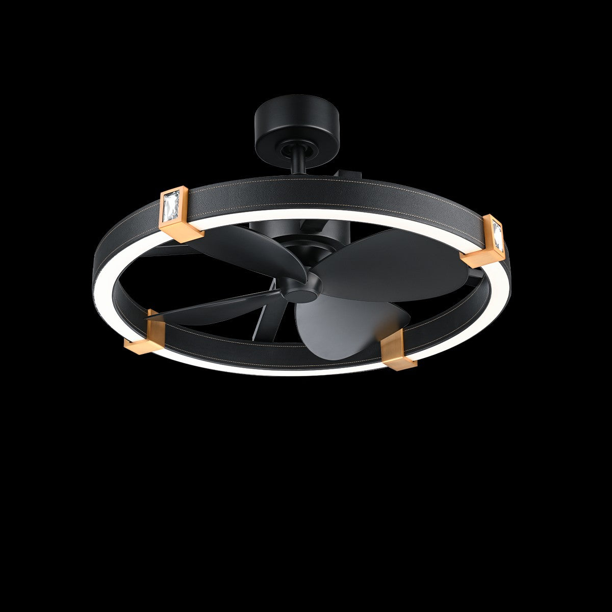Schonbek Beyond - BFR45428-BK/AB - LED Fandelier - Atomic - Black Leather - Aged Brass