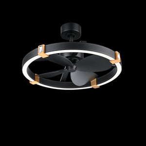 Schonbek Beyond - BFR45428-BK/BN - LED Fandelier - Atomic - Black Leather- Brushed Nickel