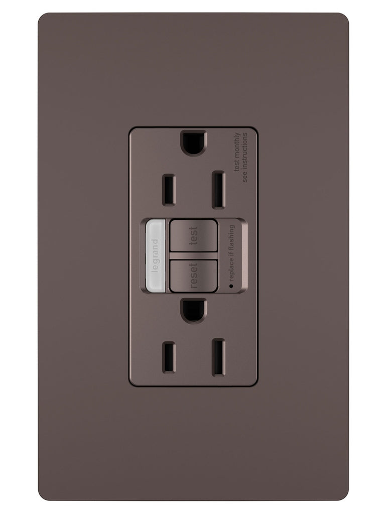 Legrand - 1597NTLTRDBCC4 - Tamper-Resistant 15A Duplex Self-Test GFCI Receptacles with SafeLock Protection and Night Light - radiant - Dark Bronze