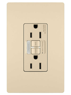 Legrand - 1597NTLTRI - Tamper-Resistant 15A Duplex Self-Test GFCI Receptacles with SafeLock Protection and Night Light - radiant - Ivory