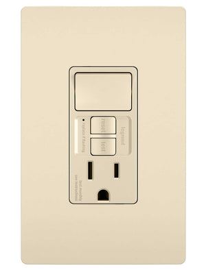 Legrand - 1597SWTTRLACCD4 - Combination Single Pole Switch and Tamper-Reistant 15A Duplex Self-Test GFCI Receptacles w SafeLock - radiant - Light Almond