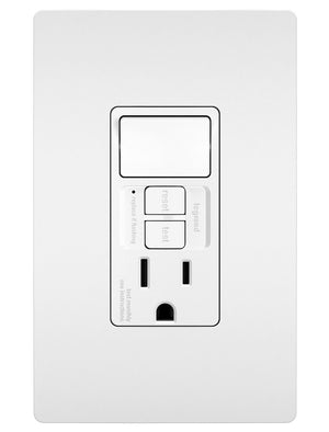 Legrand - 1597SWTTRWCCD4 - Combination Single Pole Switch and Tamper-Reistant 15A Duplex Self-Test GFCI Receptacles w SafeLock - radiant - White