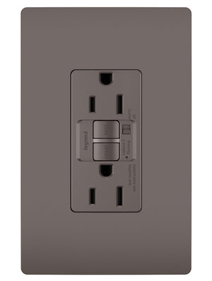 Legrand - 1597TRA - Tamper-Resistant 15A Duplex Self-Test GFCI Receptacles with Audible Alarm and SafeLock Protection - radiant - Brown
