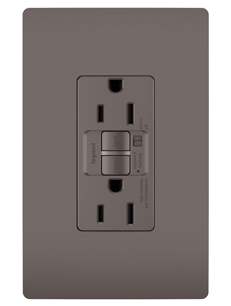 Legrand - 1597TRA - Tamper-Resistant 15A Duplex Self-Test GFCI Receptacles with Audible Alarm and SafeLock Protection - radiant - Brown