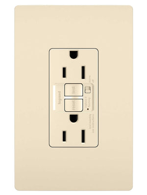 Legrand - 1597TRALA - Tamper-Resistant 15A Duplex Self-Test GFCI Receptacles with Audible Alarm and SafeLock Protection - radiant - Light Almond