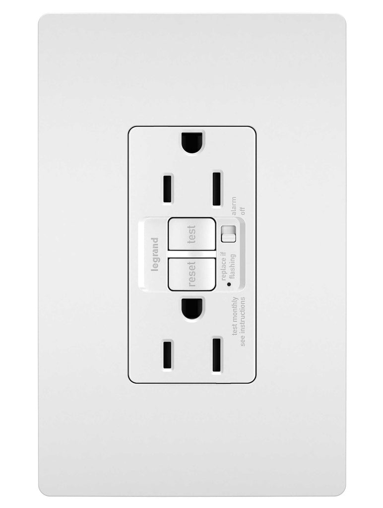 Legrand - 1597TRAW - Tamper-Resistant 15A Duplex Self-Test GFCI Receptacles with Audible Alarm and SafeLock Protection - radiant - White