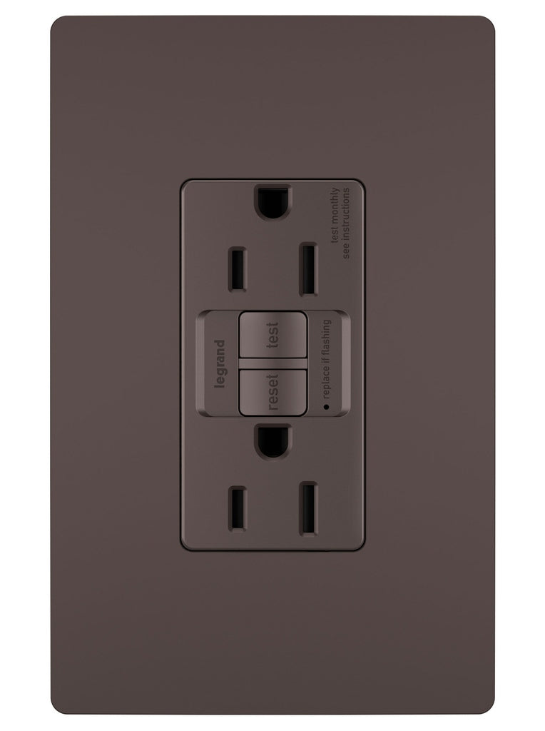 Legrand - 1597TRDBCC4 - Tamper-Resistant 15A Duplex Self-Test GFCI Receptacles with SafeLock Protection - radiant - Dark Bronze
