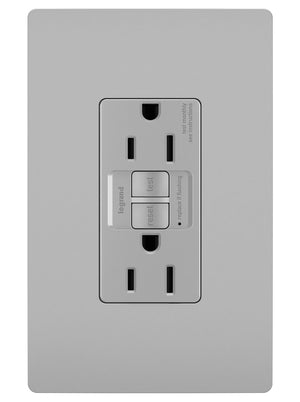 Legrand - 1597TRGRY - Tamper-Resistant 15A Duplex Self-Test GFCI Receptacles with SafeLock Protection - radiant - Gray