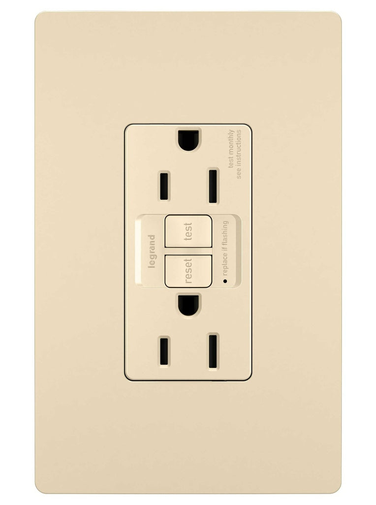 Legrand - 1597TRI - Tamper-Resistant 15A Duplex Self-Test GFCI Receptacles with SafeLock Protection - radiant - Ivory