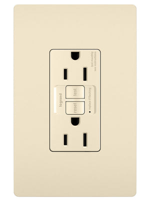 Legrand - 1597TRLA - Tamper-Resistant 15A Duplex Self-Test GFCI Receptacles with SafeLock Protection - radiant - Light Almond