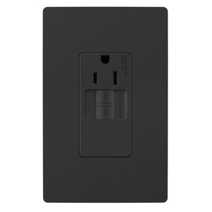 Legrand - 1597TRSGLBK - Tamper-Resistant 15A Simplex Self-Test GFCI Receptacles with SafeLock Protection - radiant - Black