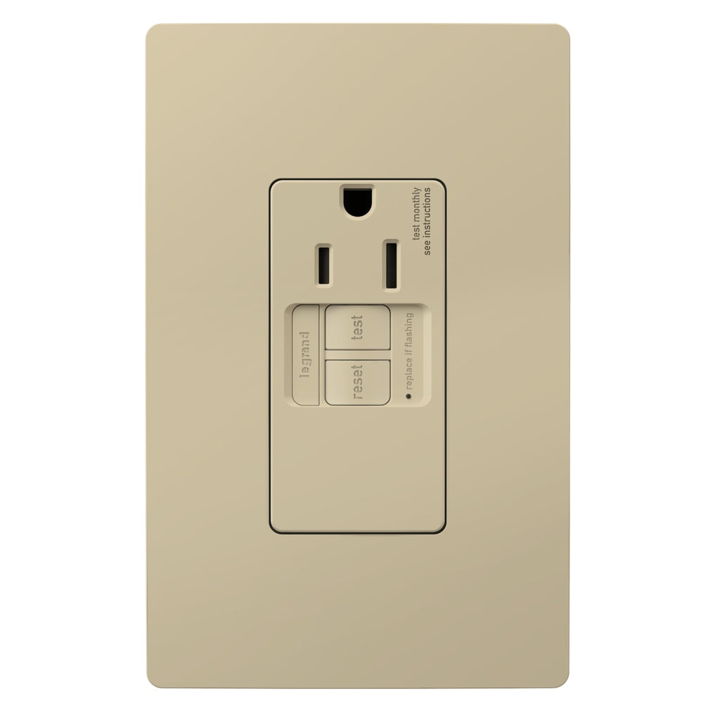 Legrand - 1597TRSGLI - Tamper-Resistant 15A Simplex Self-Test GFCI Receptacles with SafeLock Protection - radiant - Ivory