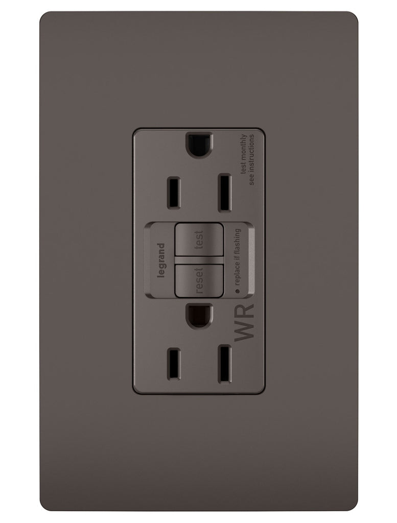 Legrand - 1597TRWR - Tamper-Resistant Weather-Resistant 15A Duplex Self-Test GFCI Receptacles with SafeLock Protection - radiant - Brown