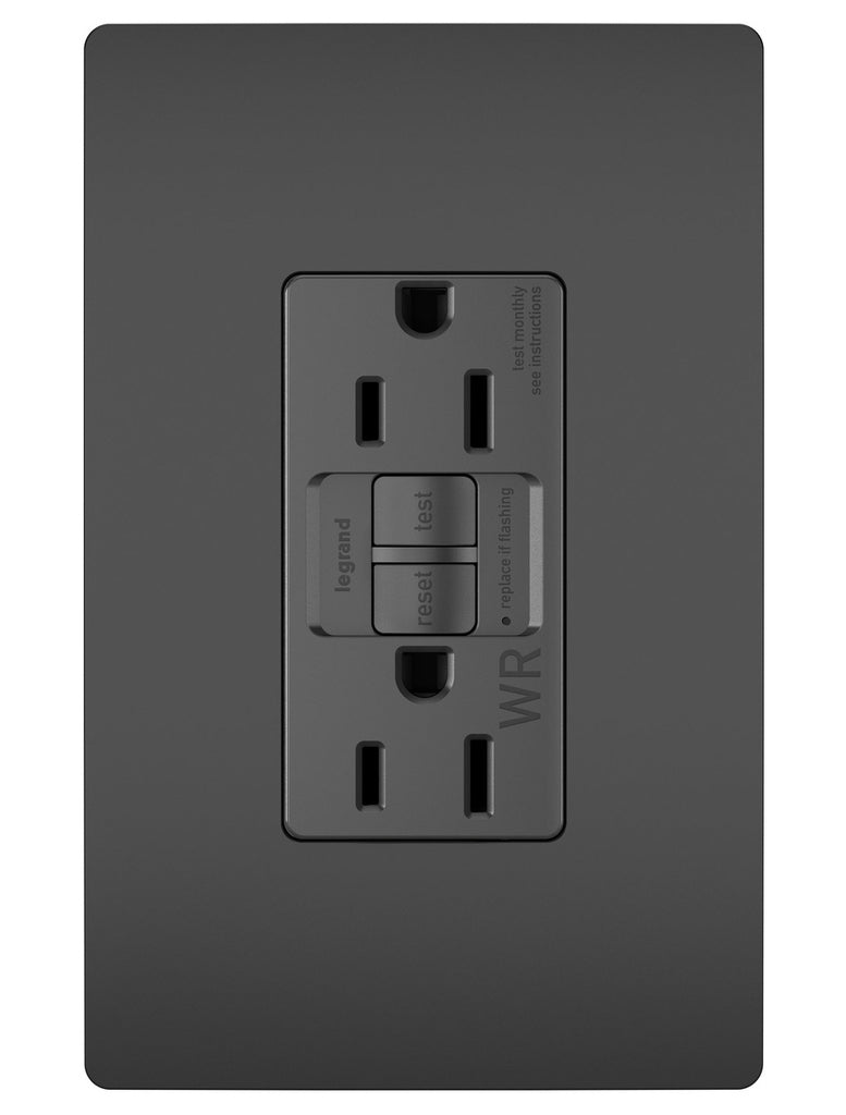 Legrand - 1597TRWRBK - Tamper-Resistant Weather-Resistant 15A Duplex Self-Test GFCI Receptacles with SafeLock Protection - radiant - Black