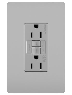 Legrand - 1597TRWRGRY - Tamper-Resistant Weather-Resistant 15A Duplex Self-Test GFCI Receptacles with SafeLock Protection - radiant - Gray