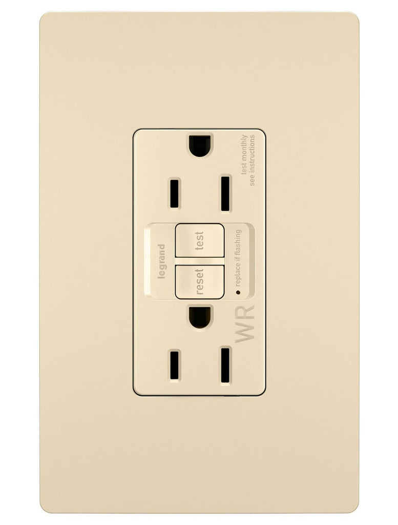 Legrand - 1597TRWRI - Tamper-Resistant Weather-Resistant 15A Duplex Self-Test GFCI Receptacles with SafeLock Protection - radiant - Ivory