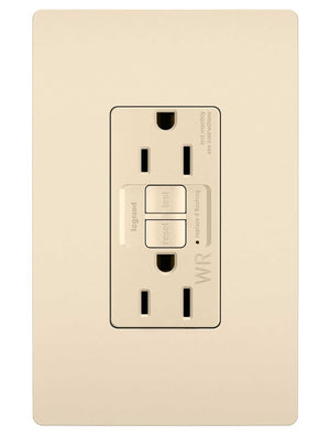 Legrand - 1597TRWRLA - Tamper-Resistant Weather-Resistant 15A Duplex Self-Test GFCI Receptacles with SafeLock Protection - radiant - Light Almond