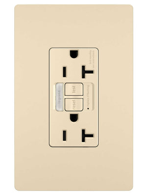 Legrand - 2097NTLTRI - Tamper-Resistant 20A Duplex Self-Test GFCI Receptacles with SafeLock Protection and Night Light - radiant - Ivory