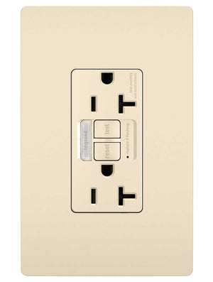 Legrand - 2097NTLTRLA - Tamper-Resistant 20A Duplex Self-Test GFCI Receptacles with SafeLock Protection and Night Light - radiant - Light Almond