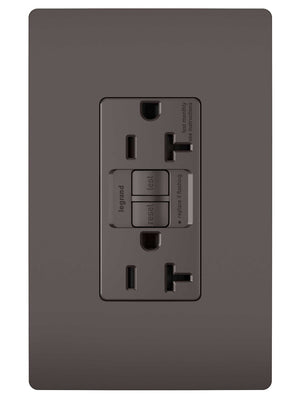 Legrand - 2097TR - Tamper-Resistant 20A Duplex Self-Test GFCI Receptacle with SafeLock Protection - radiant - Brown