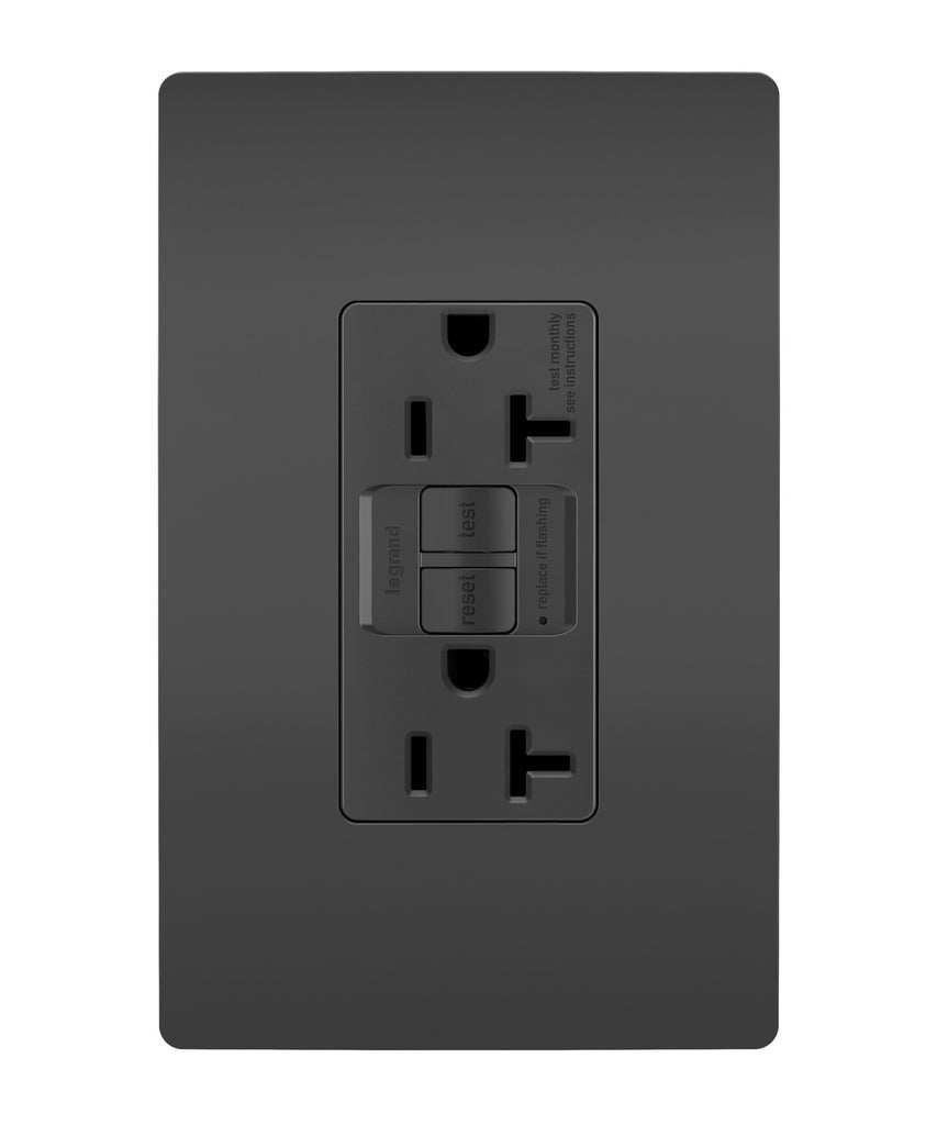 Legrand - 2097TRBK - Tamper-Resistant 20A Duplex Self-Test GFCI Receptacle with SafeLock Protection - radiant - Black