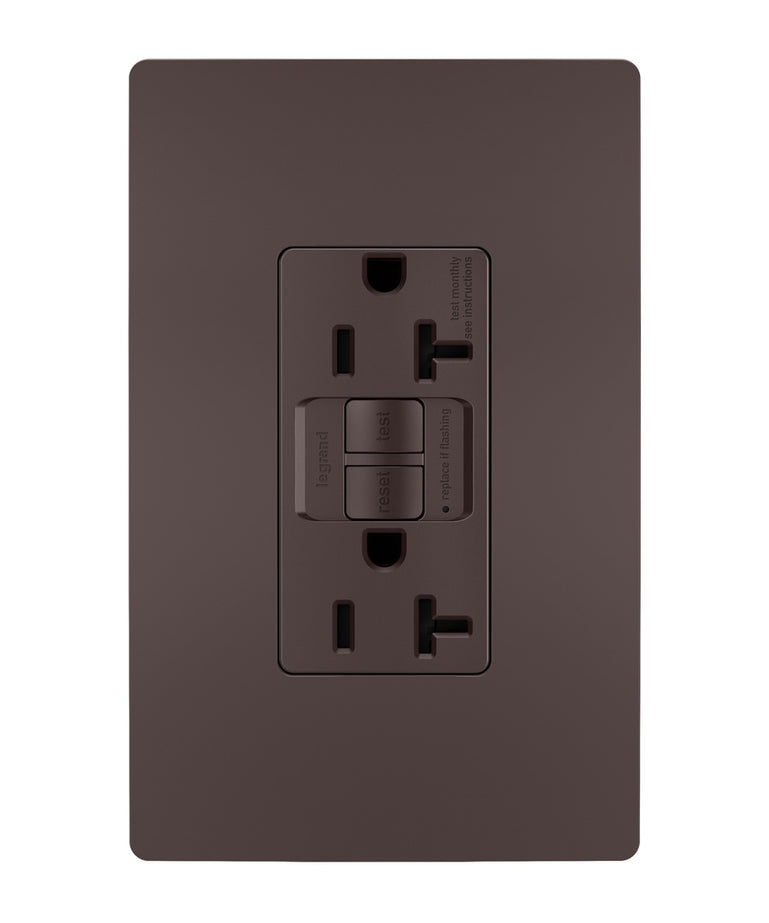 Legrand - 2097TRDBCC4 - Tamper-Resistant 20A Duplex Self-Test GFCI Receptacle with SafeLock Protection - radiant - Dark Bronze