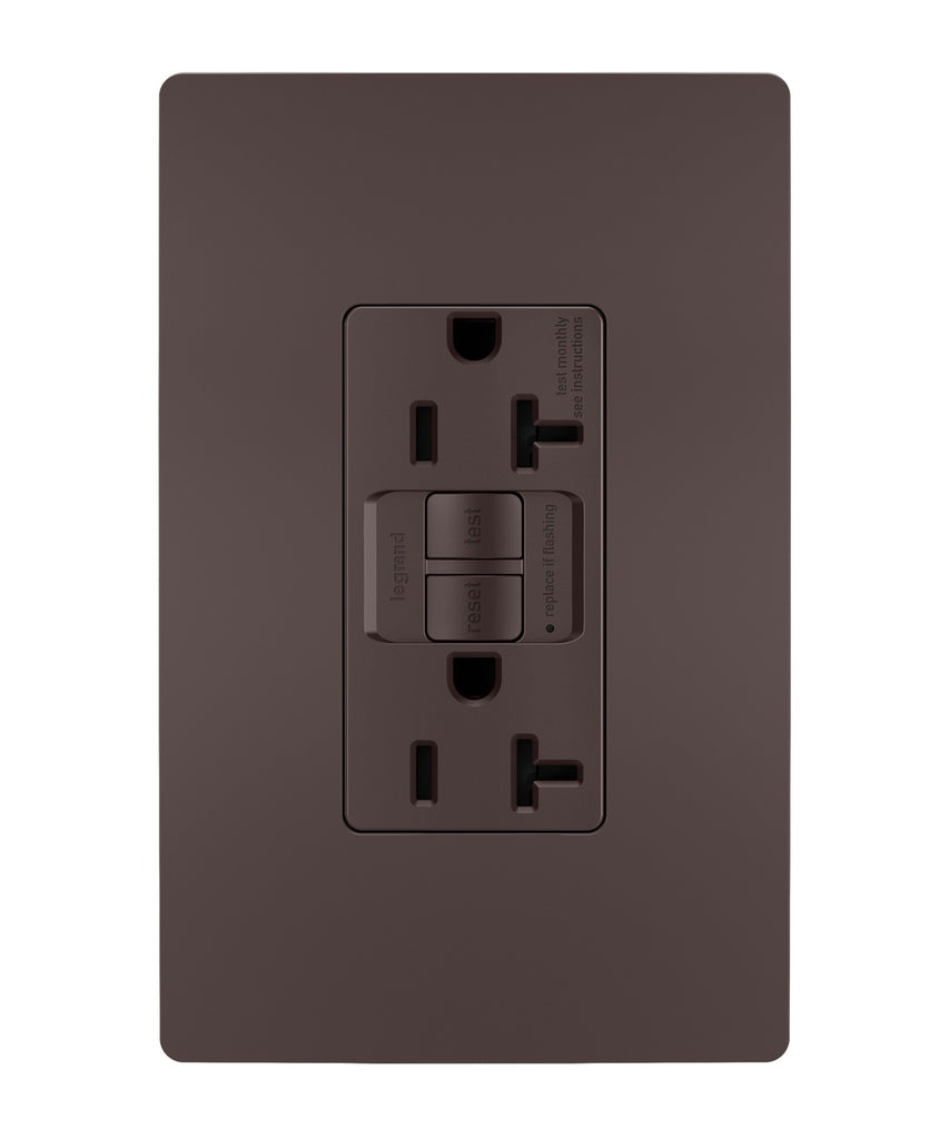 Legrand - 2097TRDBCC4 - Tamper-Resistant 20A Duplex Self-Test GFCI Receptacle with SafeLock Protection - radiant - Dark Bronze